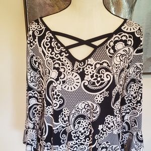 Emma and olive blouse with bell sleeves